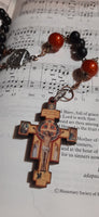 Holy Family:  Orange Black Heirloom Vintage St Benedict Rosary RHR