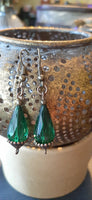 Vintage Dark Emerald Teardrop Earrings