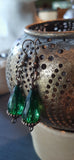 Vintage Dark Emerald Teardrop Earrings