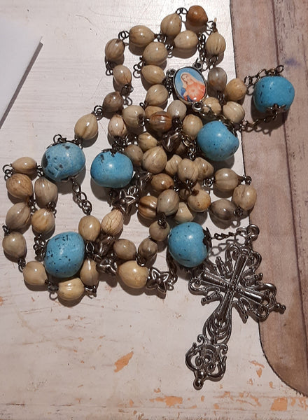 beautiful Catholic Vintage Bohemian Heirloom Rosary made by Kim Williams Rosaries. The Village Artist.