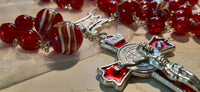 Catholic Handmade Red Glass Rosary