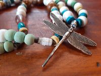 Bohemian Antique Silver Dragonfly Pendant Necklace
