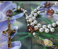 Traditional Catholic St Benedict Sacred Heart of Jesus Wire cord Rosary. Kim Williams Rosaries. The Village Artist.