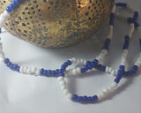 Blue & White seed beads cord