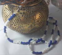 Blue & White seed beads cord